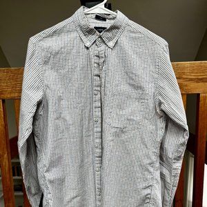 J. Crew Men's Slim Washed Shirt - White Checked/Gingham